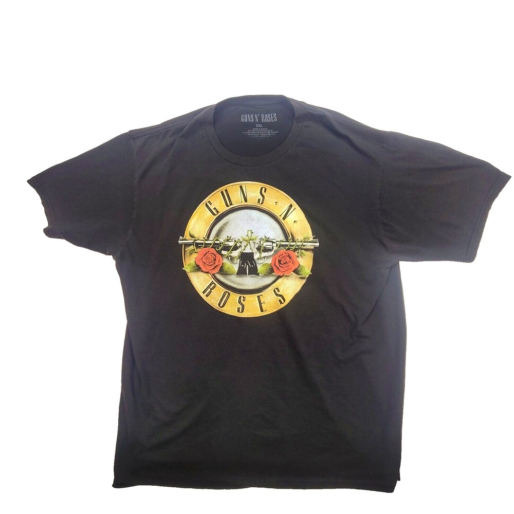 Guns N' Roses T-Shirt Men's 2XL Black‎ Cotton Graphic Printed Crew Neck Pullover